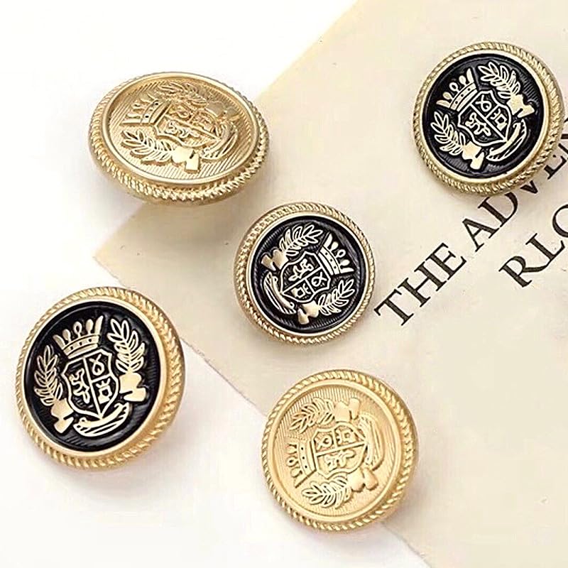 Guziki w stylu vintage Guzik 10 sztuk metalowe guziki złoty guzik do płaszcza marynarka koszula garnitur DIY ręcznie robione akcesoria do szycia guziki(Schwarz,15MM)