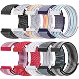 Tiptops 10 Pack Nylon Bands Compatible with Samsung Galaxy Watch 6 5 4 /Watch 3 41mm/Active 2/Garmin Vivoactive 5/Vivoactive 3 Amzfit Bip 3 Pro/Bip 3/Ticwatch 2 / E / C2, 20mm Watch Straps