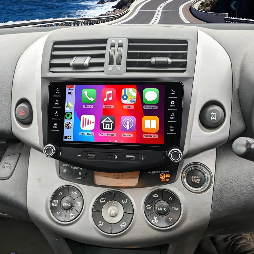 4+64G Android Doppel Din Autoradio für Toyota RAV4 2006-2012 mit Wireless Carplay Android, 7" Touchscreen Android 14 Car Radio GPS Navi Head Unit Bluetooth FM RDS Rückfahrkamera Miror Link