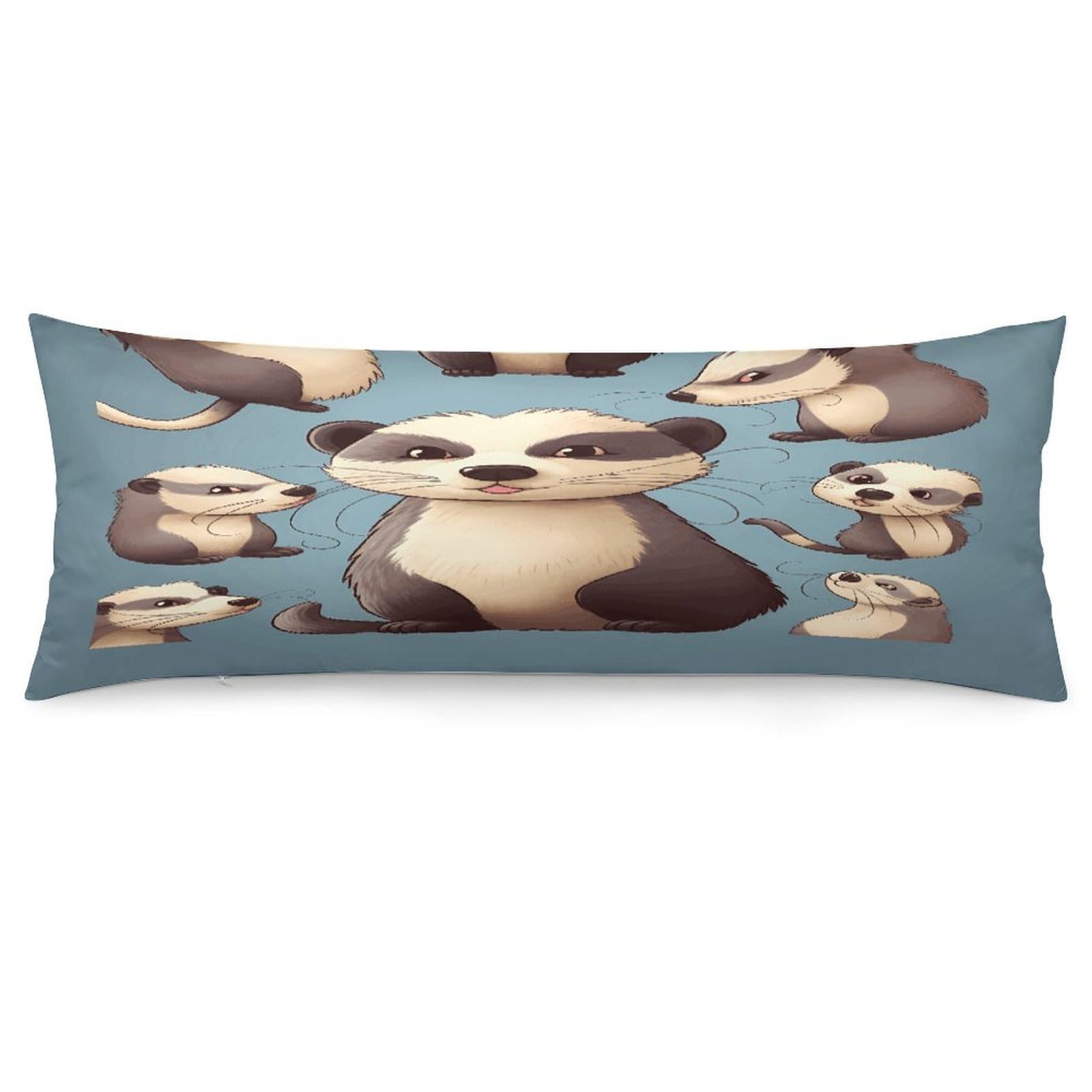 Hairy Ferret Throw Pillow Cover Soft Lumbar Pillow Covers with Zipper Breathable Rectangular Cushion Case Polyester Pillow Case Decorative Body Pillow Cover for Couch Bed