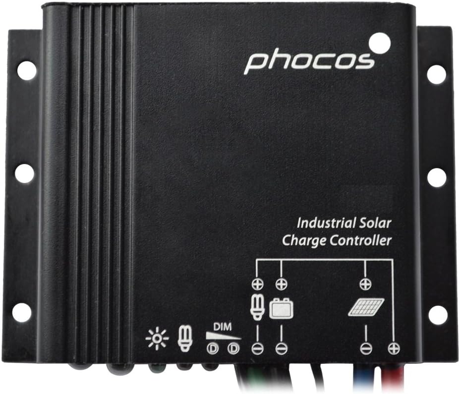 Phocos IP68 10A CIS-N-10 Solar Charge Controller 12/24VDC AutoWork Regulator Off Grid/Solar System for RVs, Boats,etc Negative Grounding Controller