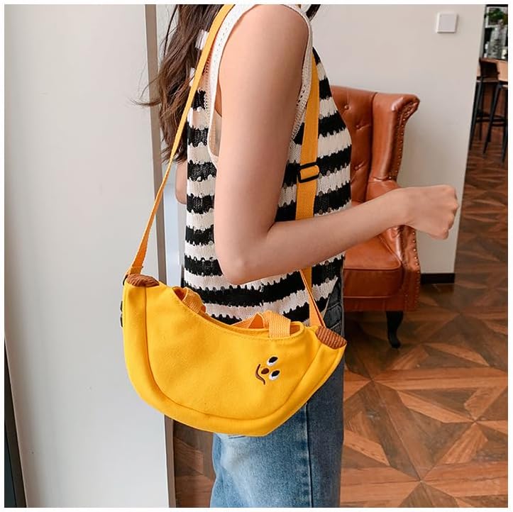 Cute Banana Bag Funny Canvas Novelty Purse Crossbody Bag Handbag Clutch Fruit Shaped Wallet Gifts for Girls Women - Image 8