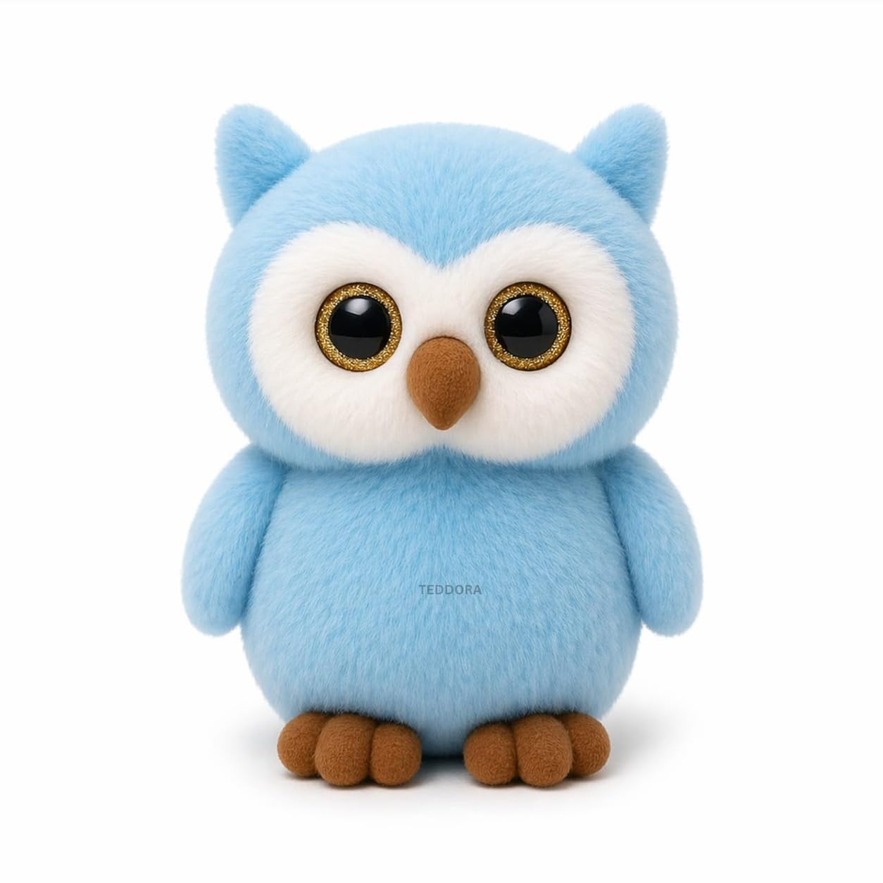 Shiny Owl Soft Toy for Girls Boys Kids Cute Forest Bird Plush Bright Eyes Soft Fabric Body Cuddly Design Room Decor Animal Toy Play Companion Collectible Gift Item | Sky Blue-image-26