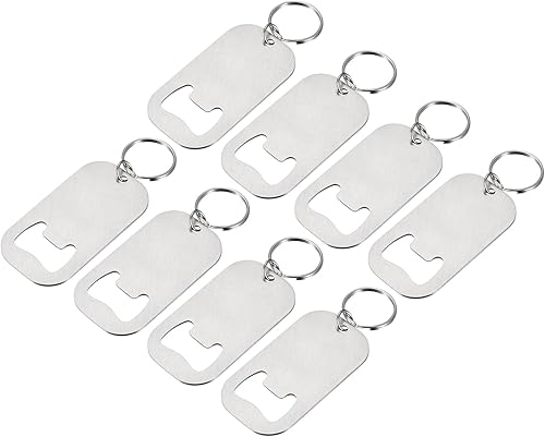 uxcell Llavero abridor de botellas, de acero inoxidable, para abrebotellas de cerveza y soda, de 2.75 pulgadas de largo, adecuado para el hogar,
