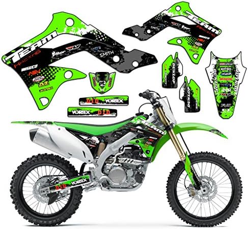 Team Racing Graphics kit Compatible with Kawasaki 2016-2018 KXF 450, Scatter