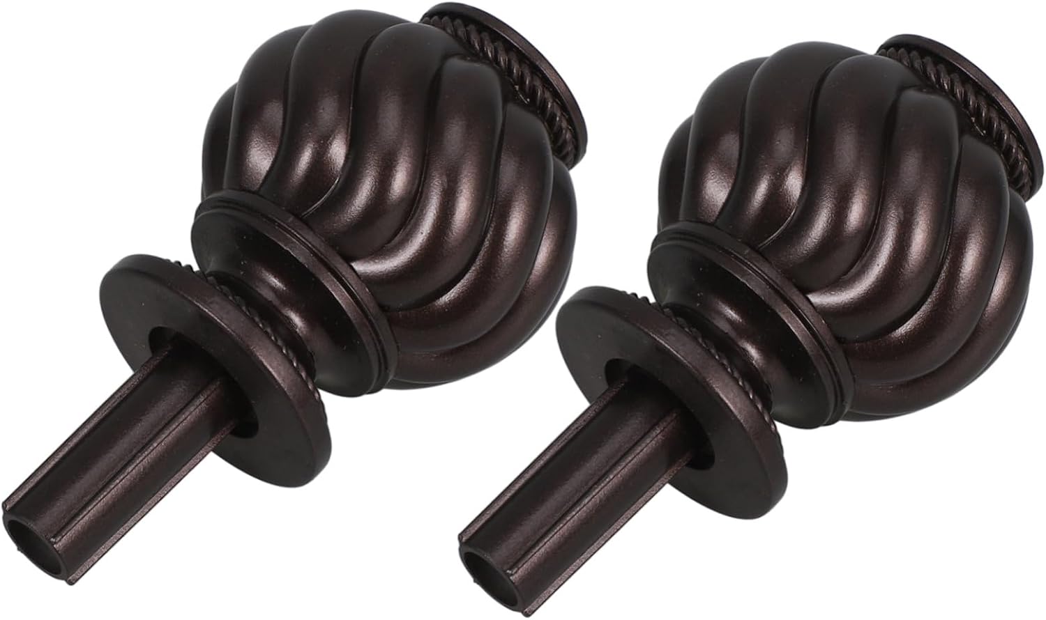 2pcs Decorative Curtain Rod Ends Roman Style Finials for Window Treatment Elegant Deep Coffee Brown Accents Easy Installation Modern Drapery Pole Accessories