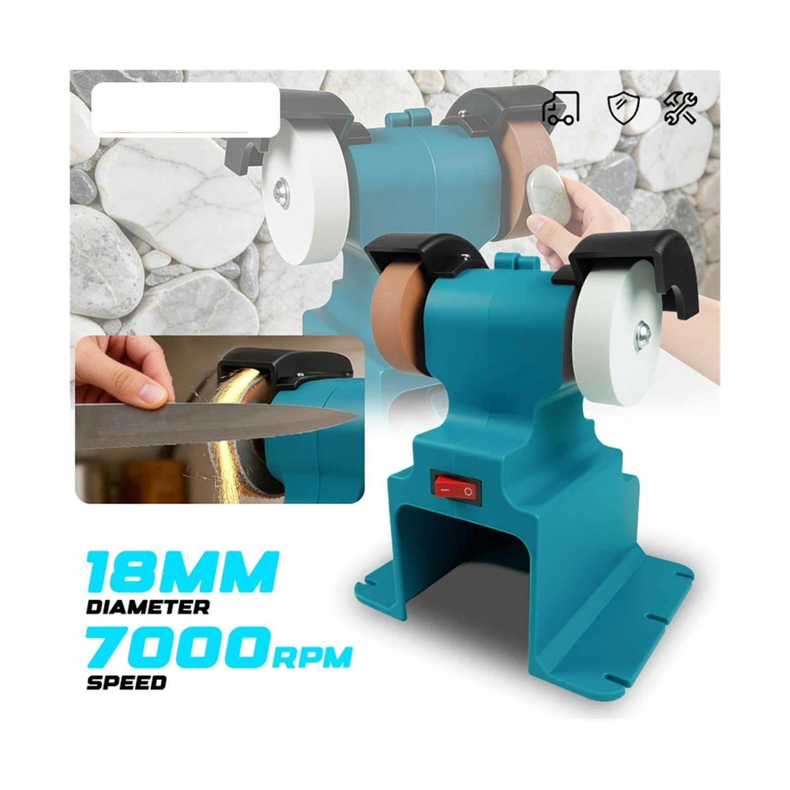 Amoladora de Banco eléctrica inalámbrica de 200 W, Amoladora Doble, Cuchillo de Piedra para pulir y afilar