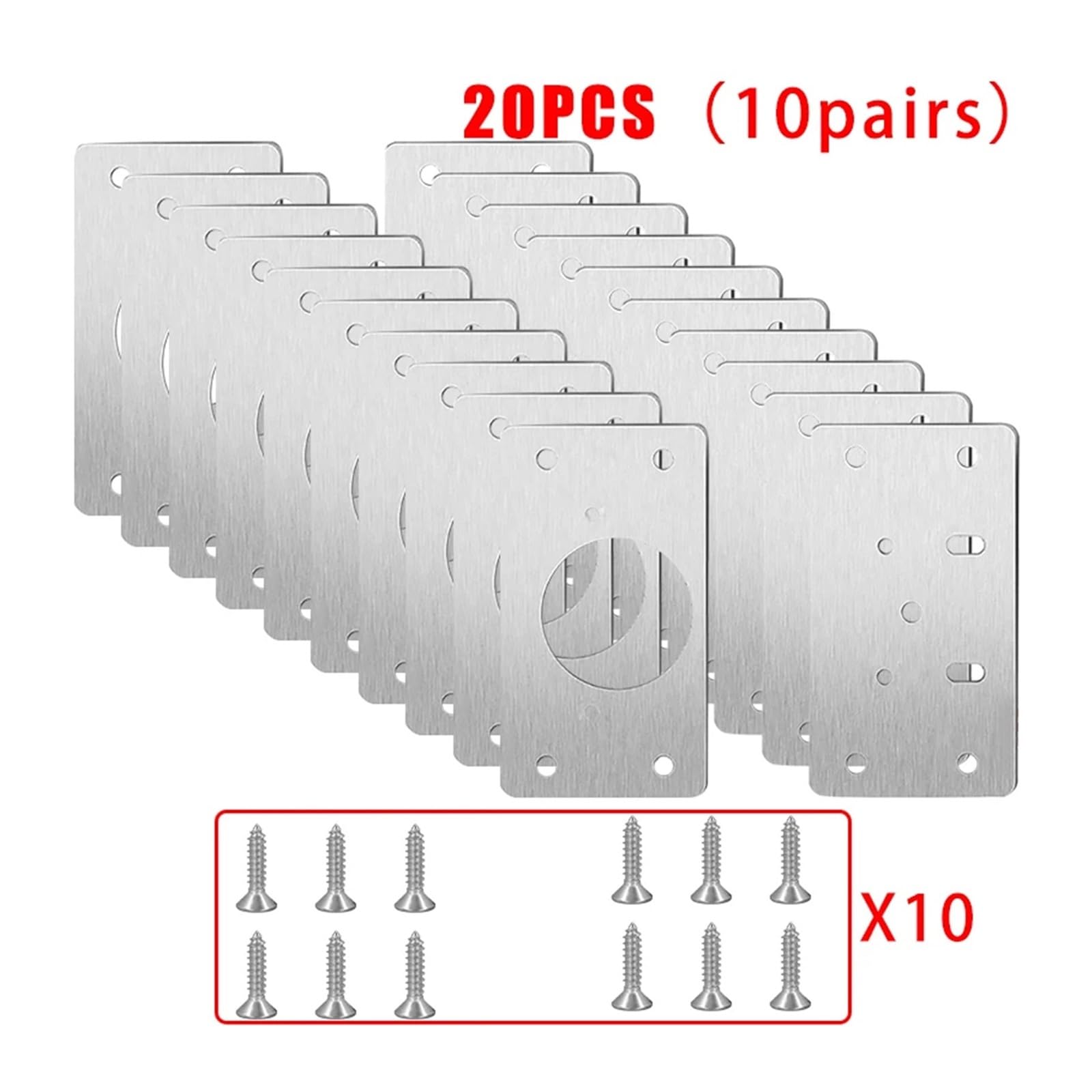 Zestaw płytek naprawczych do zawiasów szafek ze stali nierdzewnej, ukryte zawiasy z miękkim domykiem i śrubami(20pcs)