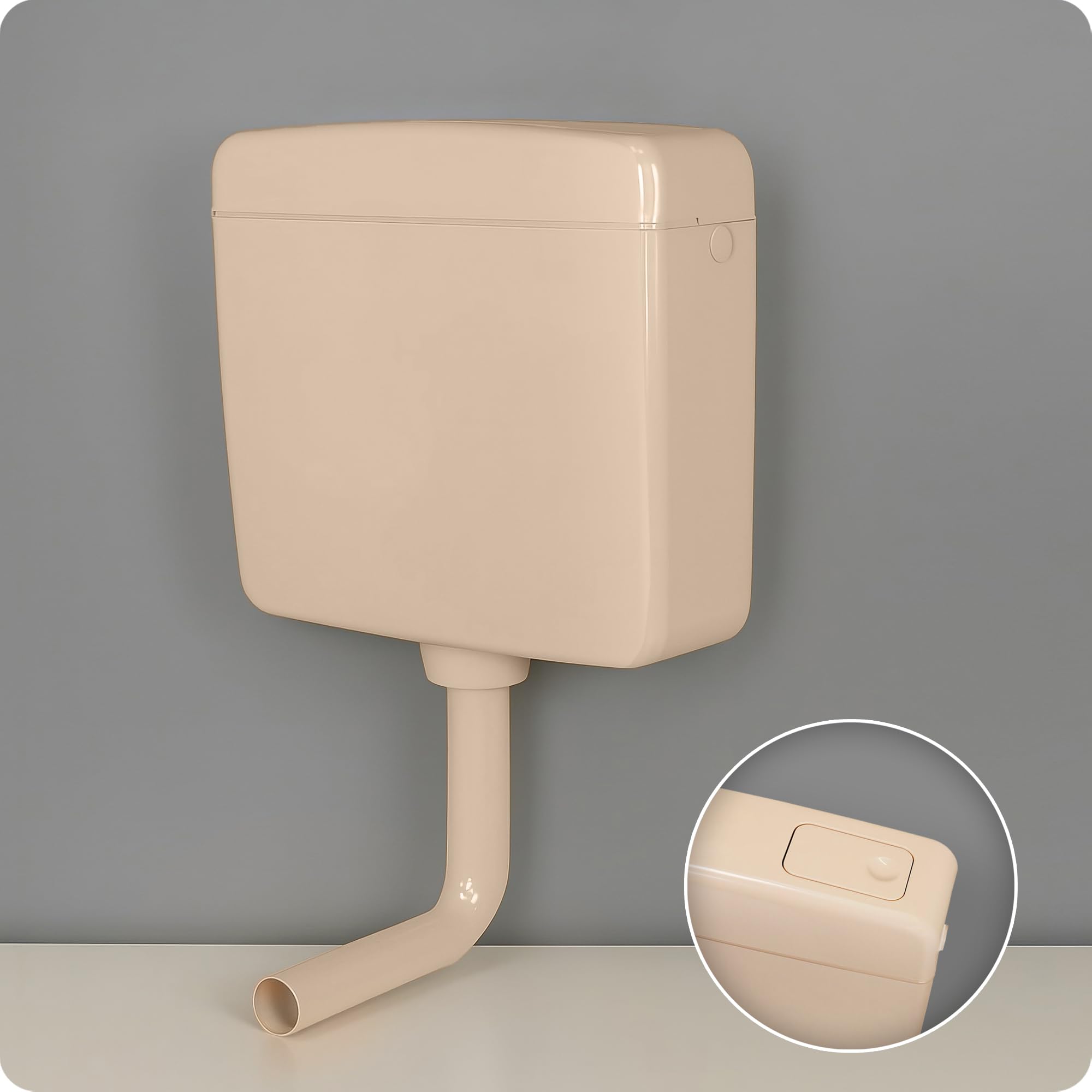 Belvit WC Spülkasten 3-9L Aufputzspülkasten, Bahama Beige
