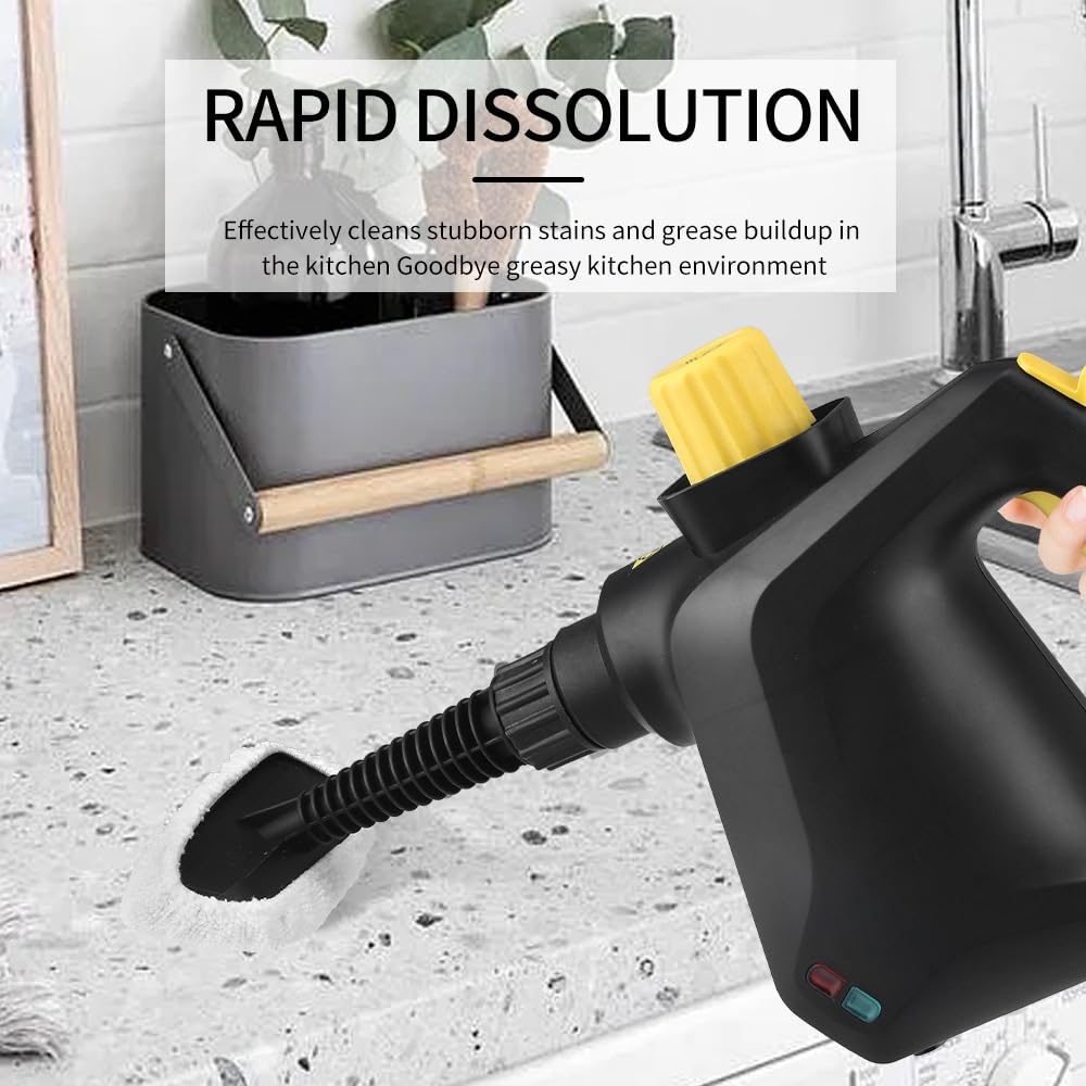 Pulitore a vapore portatile per cucina, 115 °C, rimuove il grasso, 6 ugelli inclusi, cavo da 247 cm, chiusura di sicurezza per la casa
