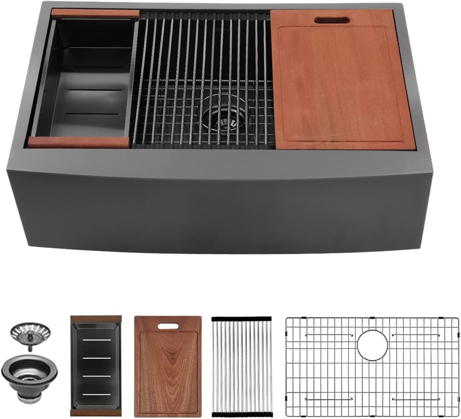 Sarlai SABS3622R1-1 Black Farmhouse Sink
