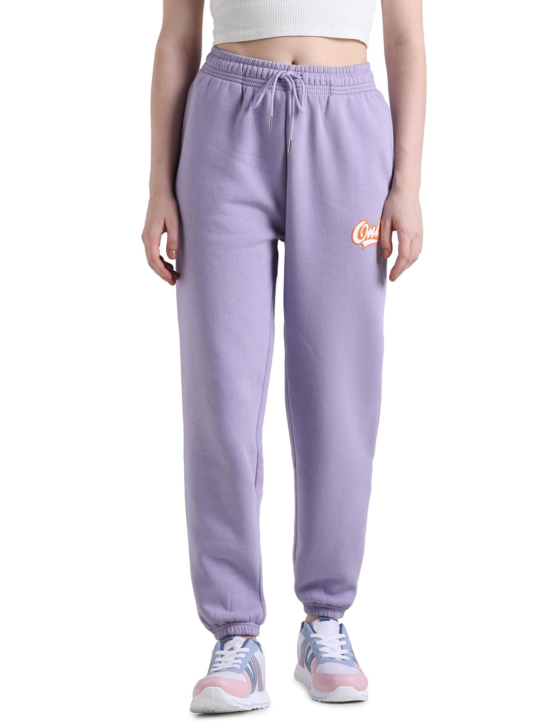 ONLY Women Brand Logo Printed Cotton Relaxed Fit Joggers in multi