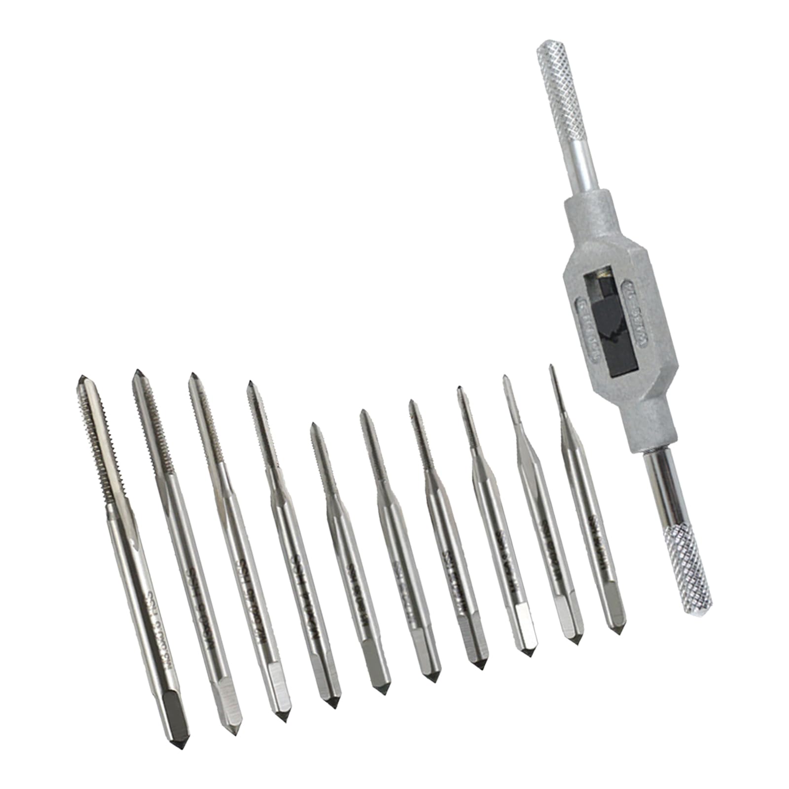 11Pieces Miniature Tap and Wrench Set High Hardness Steel for Precisions Internal Threading in Electronics and Machining Miniature Tap and Wrench Set