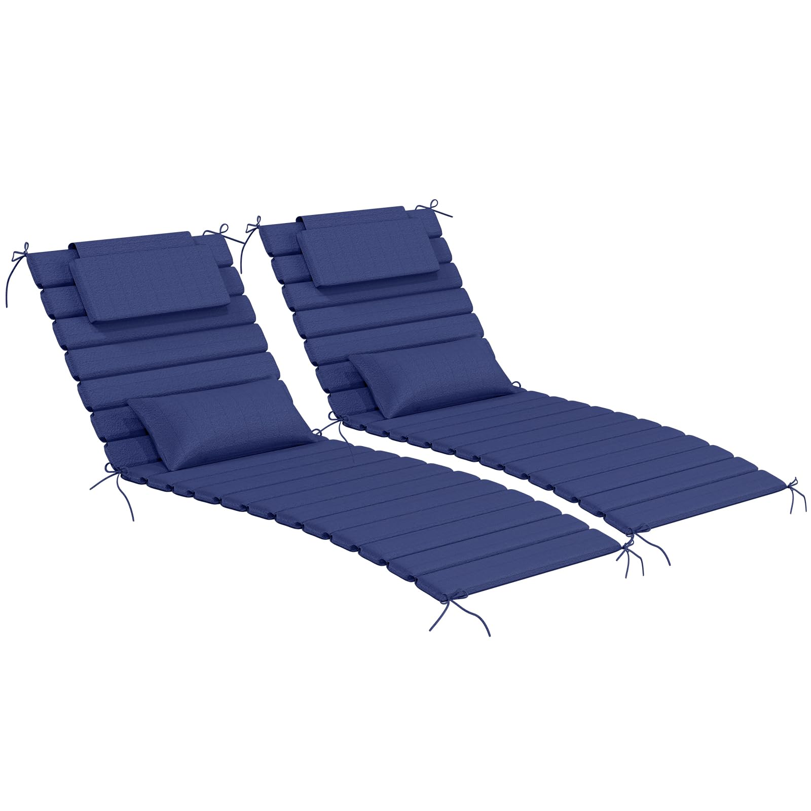 AOFEITE 2PCS Outdoor Water-Resistant Olefin Chaise Lounge Cushions with Pillow Weather and Fade Resistant Foldable Quilted Patio Reclining