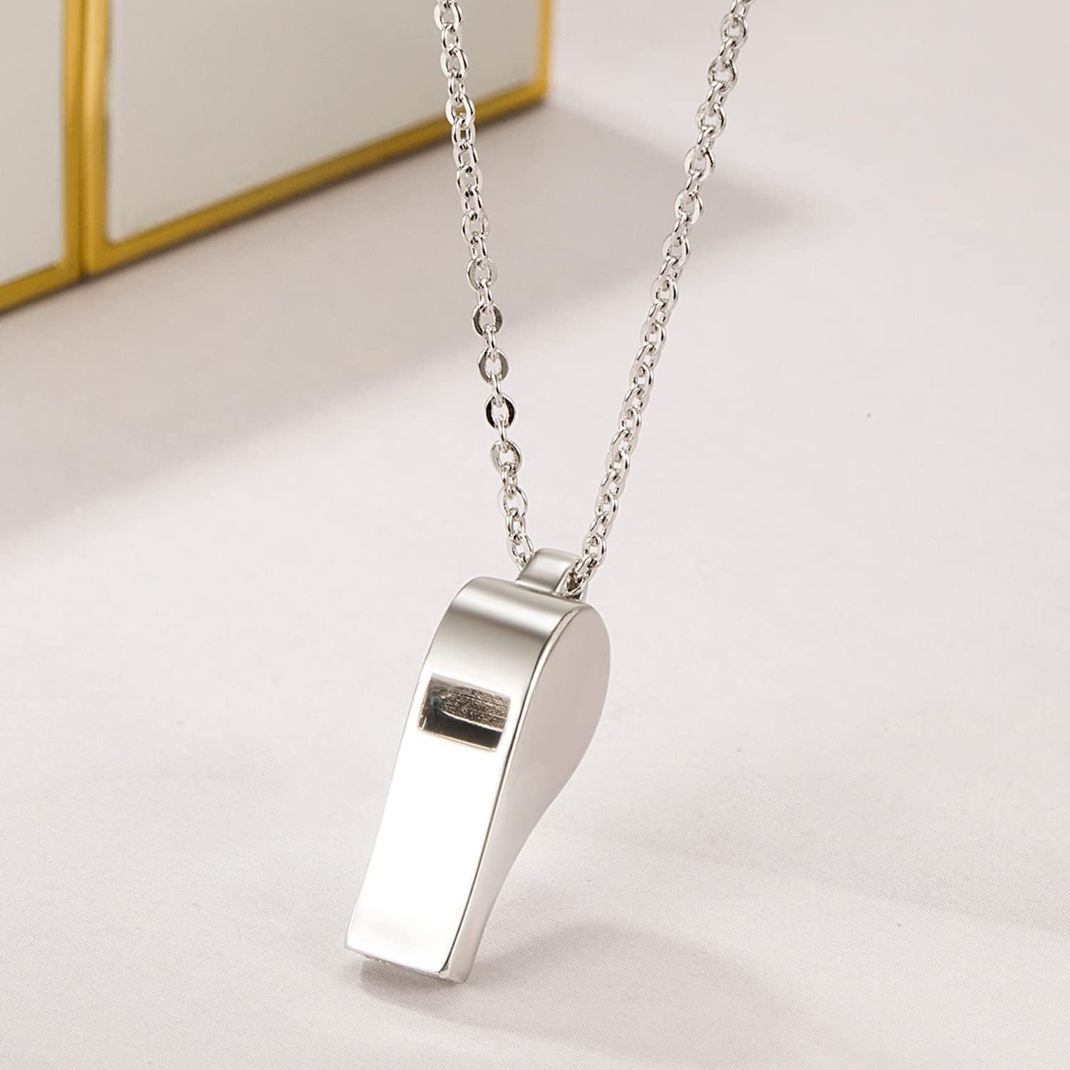 Dankadi Women Fashion 925 Sterling Silver Whistle Necklace - Creative Men Crisp Sound Whistle Pendant Choker 18 "20" Rolo Chain link Fine Jewelry Gift