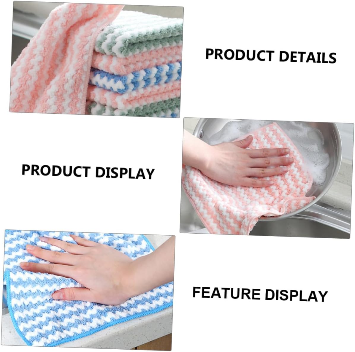 Holibanna Coral Fleece Kitchen Dishcloths 12pcs Set, Absorbent Dish Towels for Washing Dishes, Multi-Color Cleaning Cloths Suitable for Household Kitchen Use Random Color