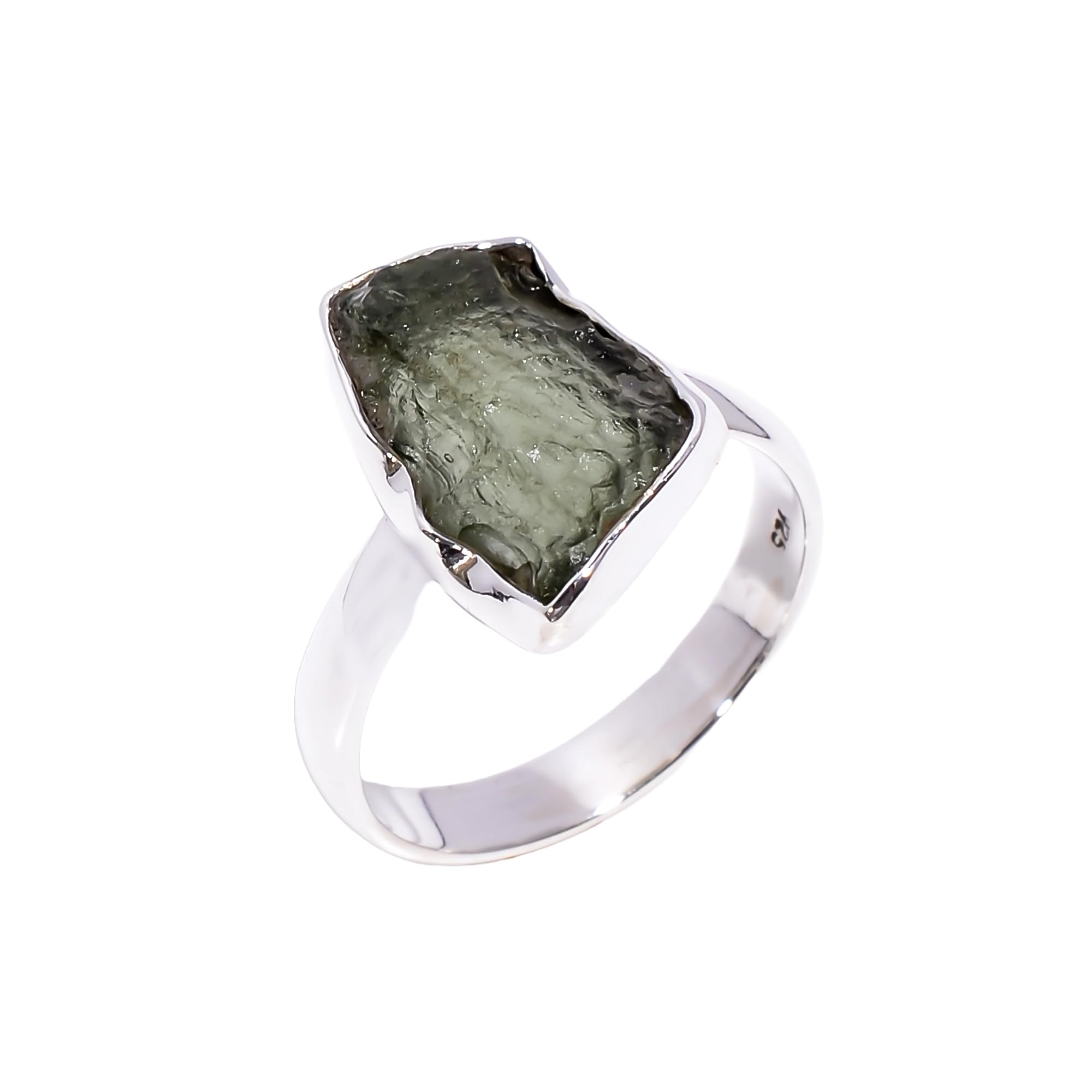 Anello di promessa fatto a mano con pietra preziosa naturale Moldavite in argento sterling 925, regalo per lei