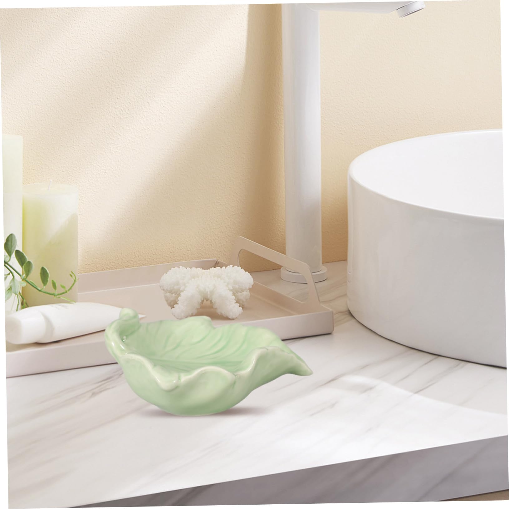 MAGICLULU Lot De 2 Porte- Auto-drainants en Céramique Motif Feuilles Rouille pour