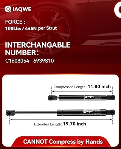 Miniatura 2 de C16-08053 - Soporte de elevación de 20 pulgadas, 80 libras356N, amortiguadores de resorte de gas para cubierta Tonneau, puerta de sótano, escotilla