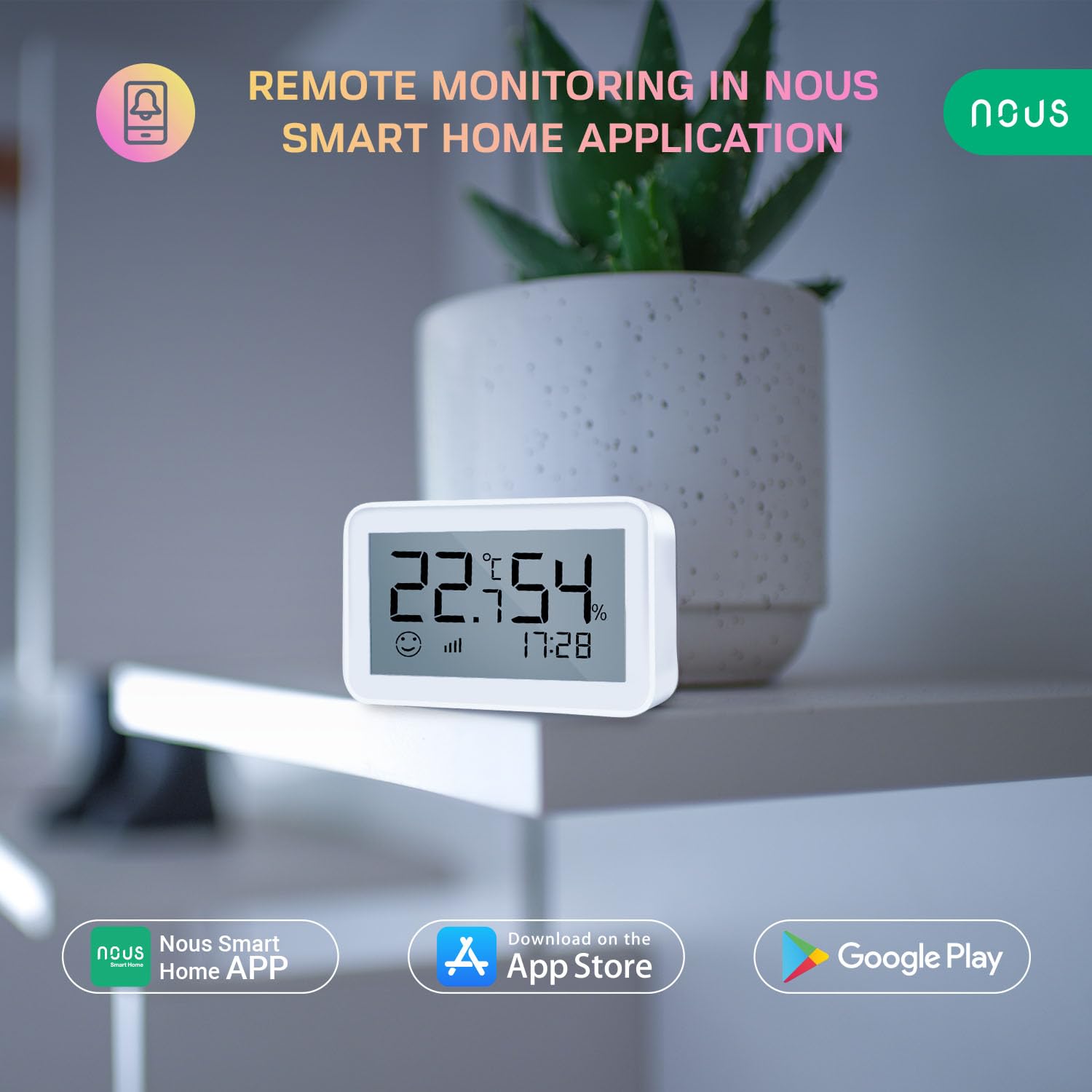 NOUS E6 ZigBee Czujnik temperatury LCD, higrometr Inteligentny termometr cyfrowy Czujnik temperatury Alexa, aplikacja termometru, TUYA smart life, asystent domowy Google, ZigBee2MQTT