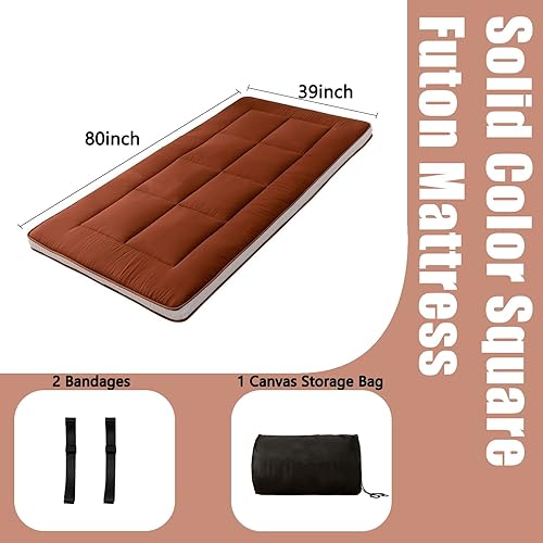 Miniatura 17 de MAXYOYO - Colchón tipo futón japonés, acolchado, para cama, extra grueso, plegable, transpirable, tumbona para el suelo, cama de invitados para Azul