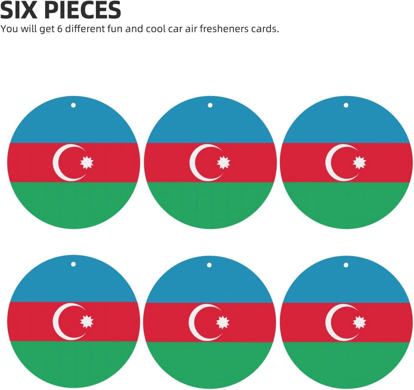 Flag Of Azerbaijan Car Air Fresheners Cards - 6 Pieces,Cardstock Scented Decor For Cars,Bedrooms, Closets image 2