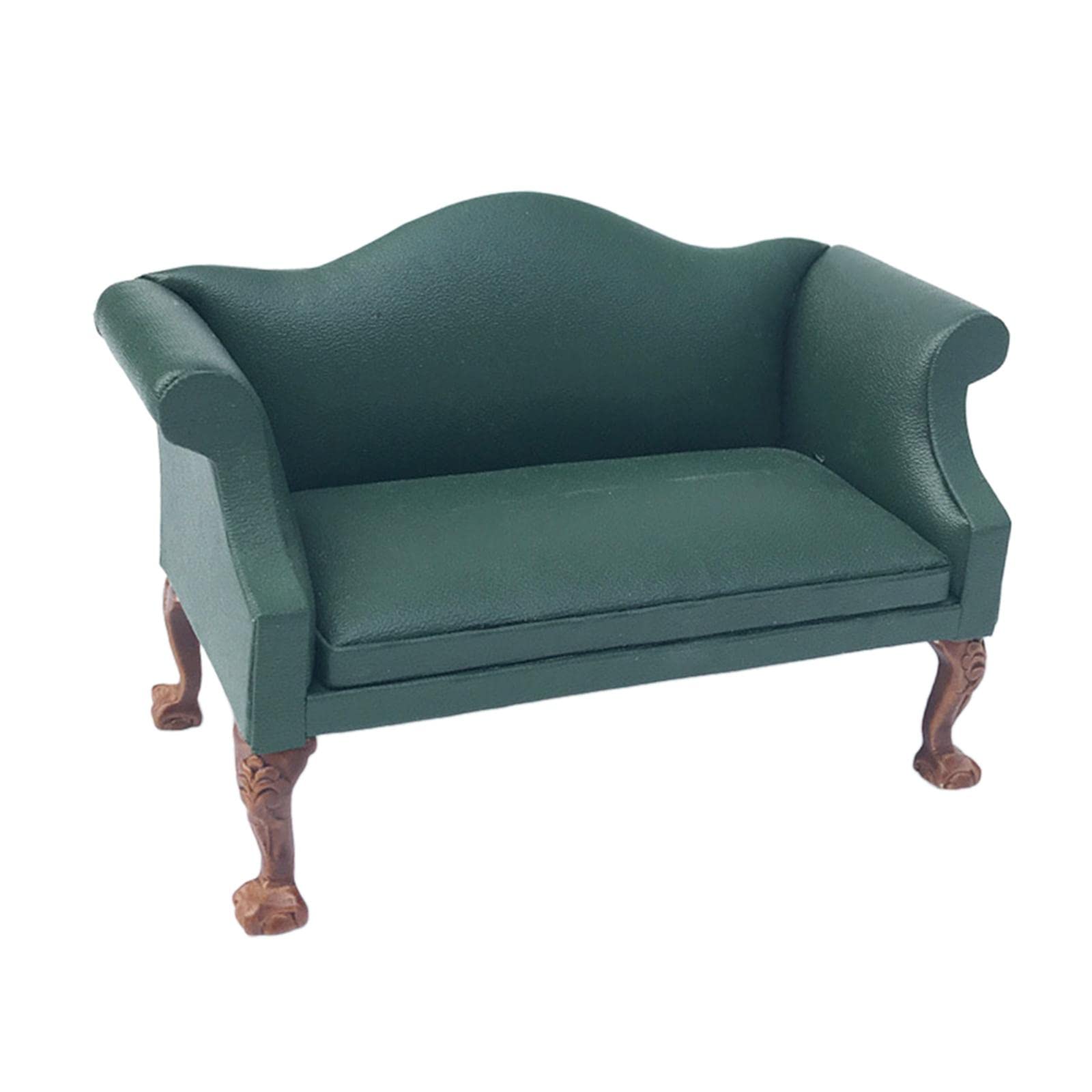 Puppenhaus Sofa Miniatur Sessel Stuhl Couch Im Modernen Design Aus PU Und Holz für Puppenhaus Deko Kinderzimmer Bastelprojekte Geschenk, Grün Liebe Sitz