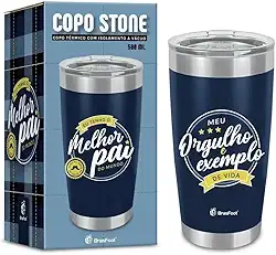Copo Termico Inox Melhor Pai do Mundo com Tampa Stone