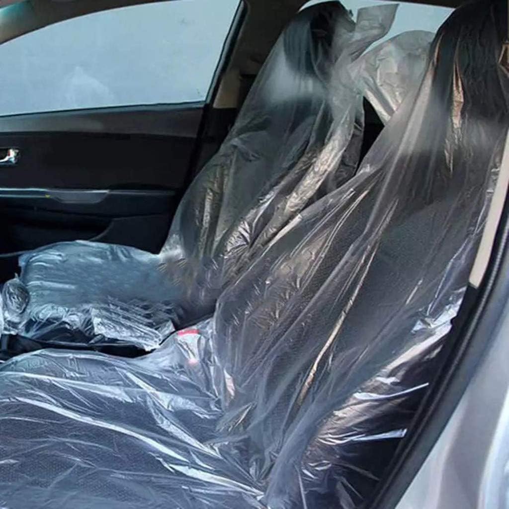 Niunuolis ビニールシートカバー 使い捨てシートカバー 養生シートカバー フロント カバー 車 運転席 助手席 用 シートカバー 50枚 中古 使い捨て ビニール シート ハンドル 座席 保護 車内 車検 変速機 作業 シフトレバー 装着 防止 整備 業務用 養生 納車 ドアノブ 清潔