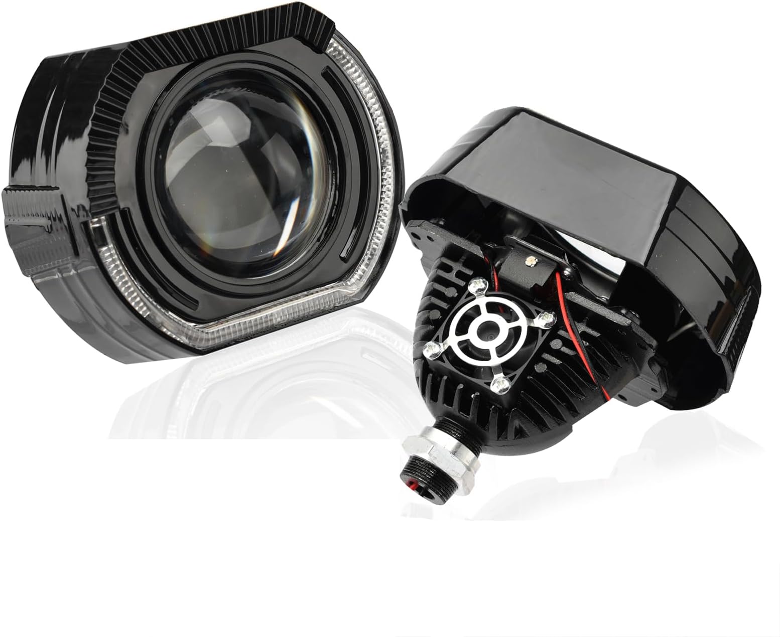 3.0 inch Bi Projector Lens with White Yellow Angel Eyes Black Shrouds,DRL Turn Signal Light Car Headlight Retrofit kit for H1 H4 H7 Car Motorcycle