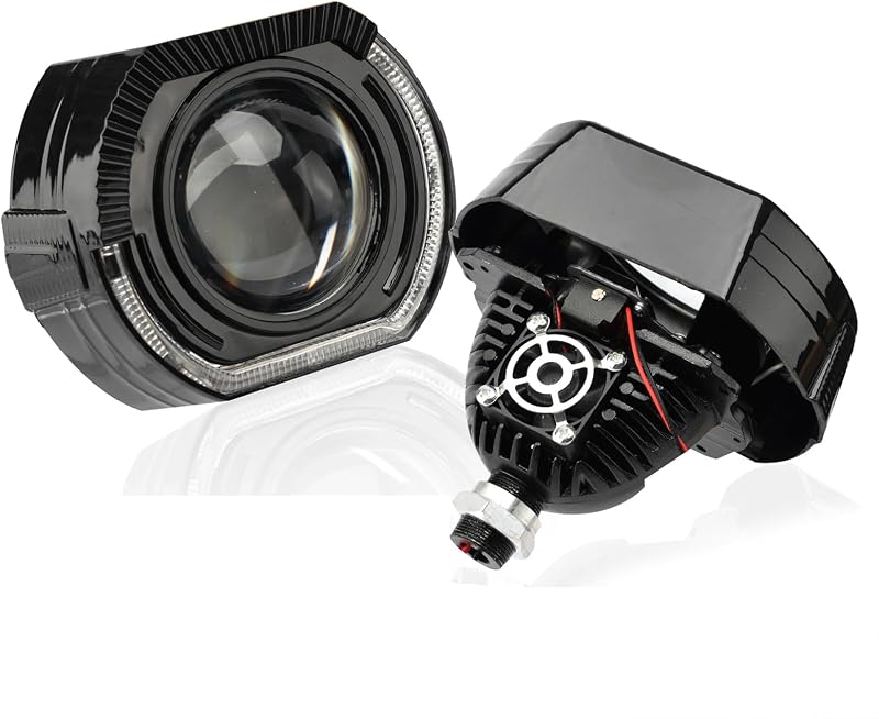 3.0 inch Bi Projector Lens with White Yellow Angel Eyes Black Shrouds,DRL Turn Signal Light Car Headlight Retrofit kit for H1 H4 H7 Car Motorcycle