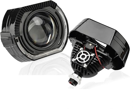 3" Bi-Projector Lens White Yellow Angel Eyes Black Shroud, DRL Turn Signal Light Car Headlight Modification Kit H1 H4 H7 Car Motorcycle