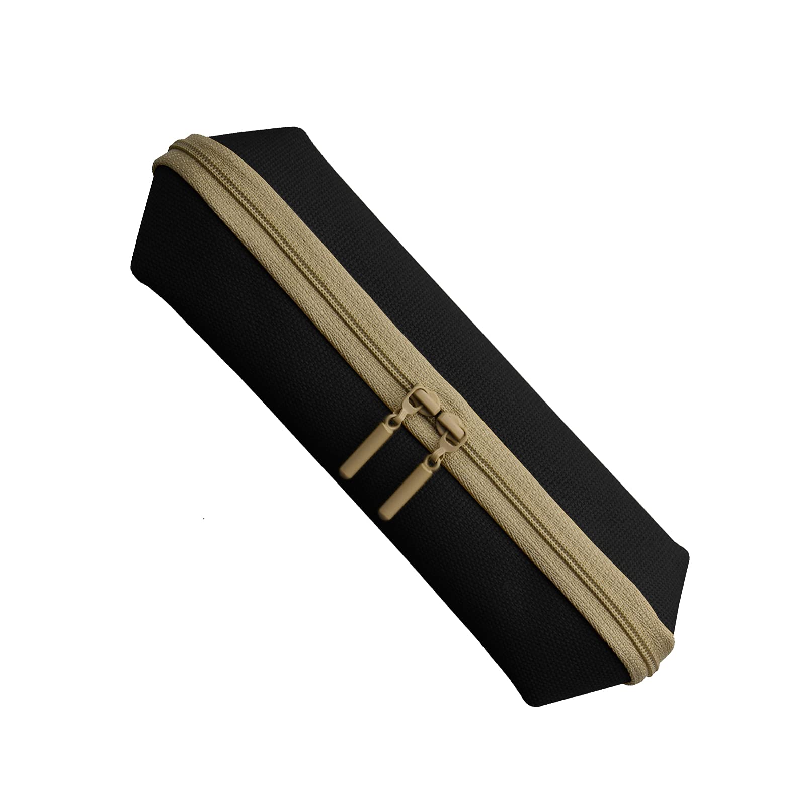 enyuwlcmCanvas Stationery Stylish Small Pencil Pouch and Slim Pencil Case with 2 Zippers 1 Pack Black