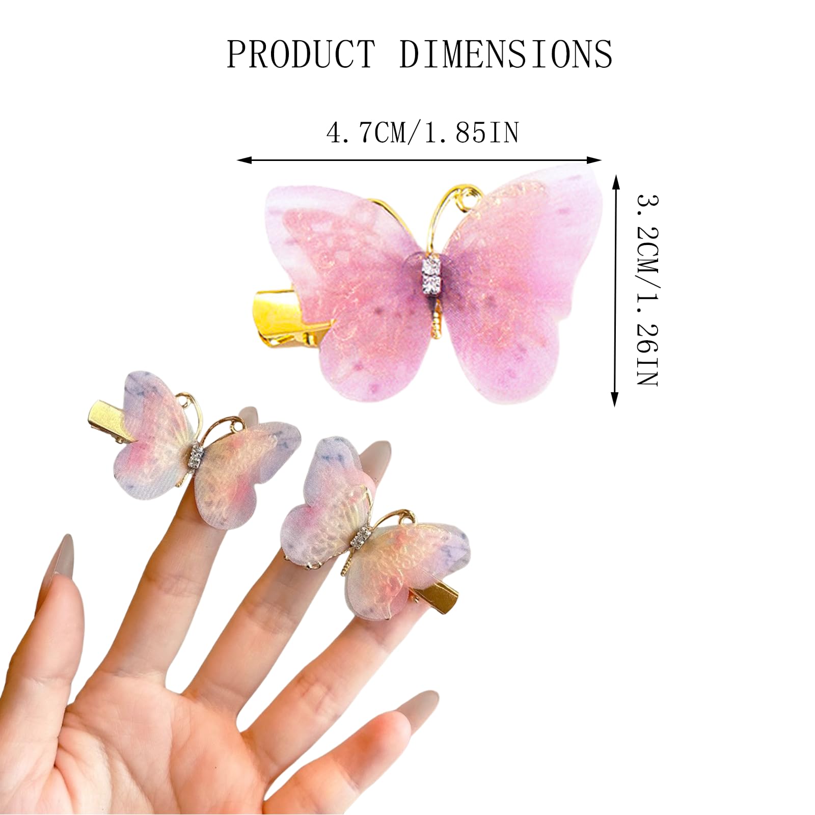 Cosyhav 6pcs Butterfly Hair Clips for Girls Beautiful Gradient Butterfly Girls Hair Clips, Perfectly Suited for Lovely Girl - Image 2