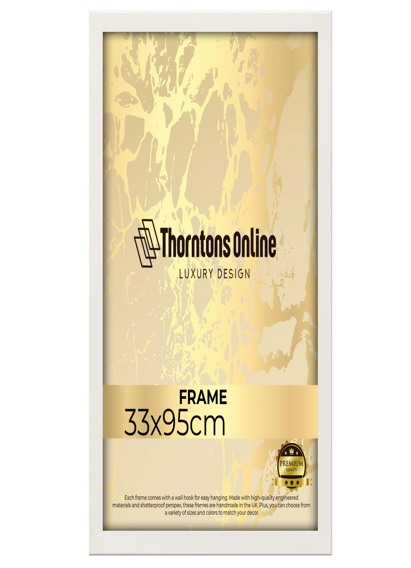 White Throntons Frame 33 X 95 Cm Mdf Wood Photo Picture Poster Frame With Acrylic Glass Portrait Or Landscape Wall Mount Decoration Display