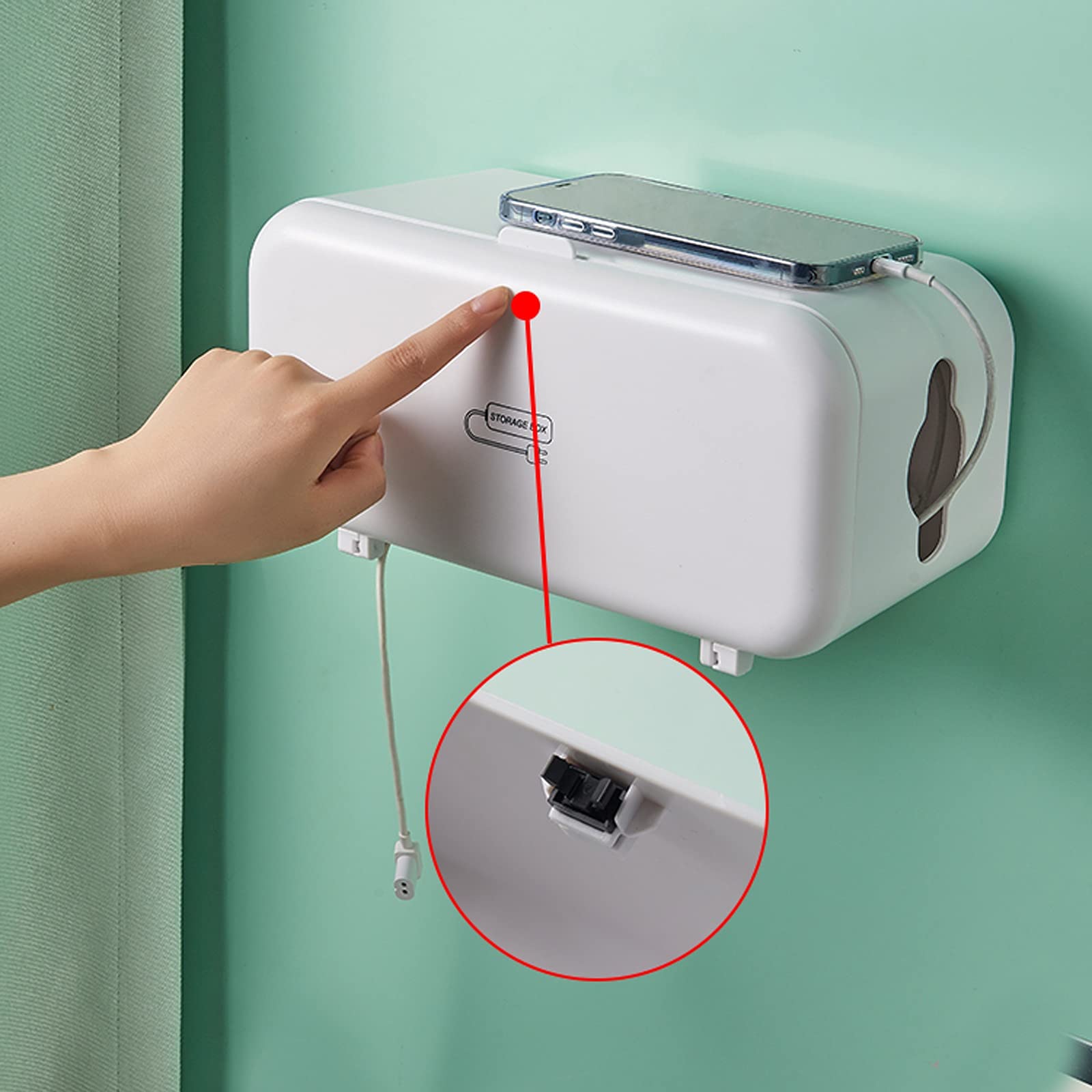 Kabelmanagement-Box Kabel- und Steckdosenleisten-Aufbewahrungsbox Wandmontierte, Nicht stanzende Kabelmanagement-Box Große Kapazitäts-Hohlwärmeableitungskabel Anti-Staub-Box Kabelaufbewahrungsbox (C