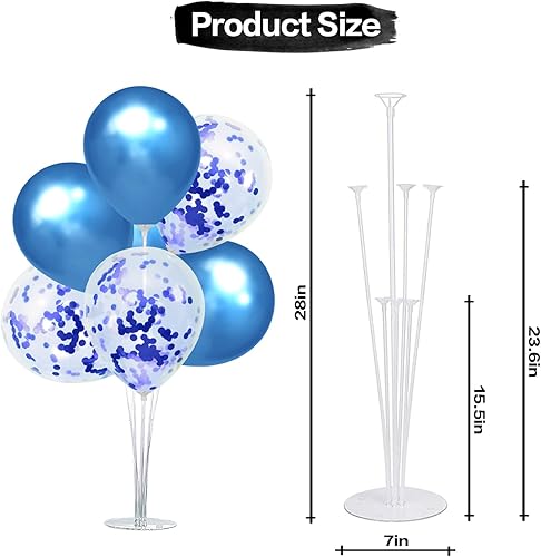 Miniatura 2 de Juego de decoraciones para fiesta de cumpleaños de 15 años, serpentinas azules con soporte de globo de mesa azul, decoraciones de fiesta de