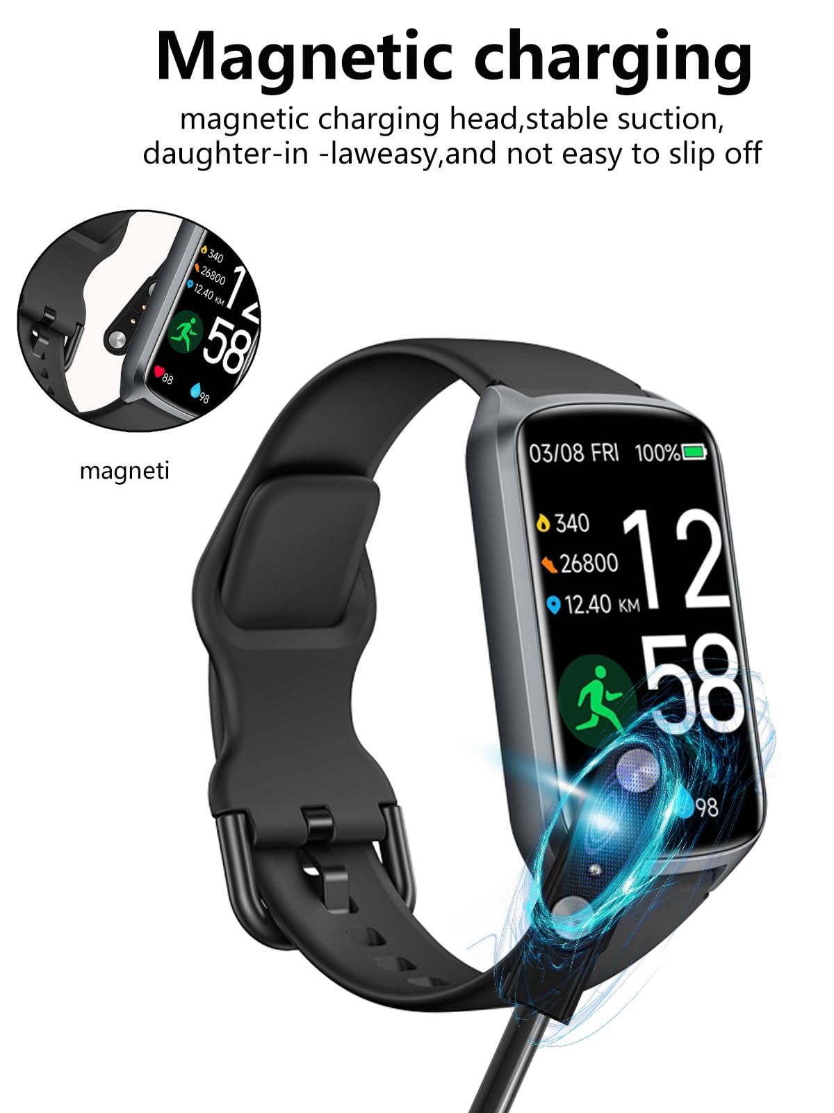 [2er-Pack] für Amzhero D26 Fitness Tracker Smartwatch Magnetisches USB-Ladekabel, 2-poliges Kabel Ladegerät für Smartwatch.