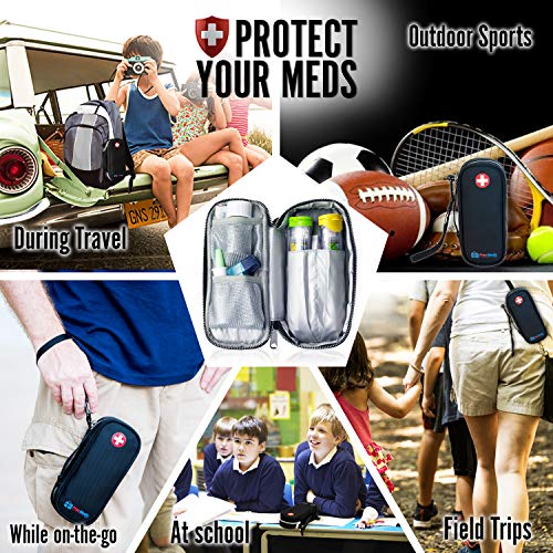 PRACMEDIC EpiPen Medicine Case for Emergencies - Fashionable, Insulated, Black, 8” - Storage Bag Holds 2 EpiPens, Auvi Q, Antihistamines and Medicine - Easy Access (with Tag) - Thumbnail 6