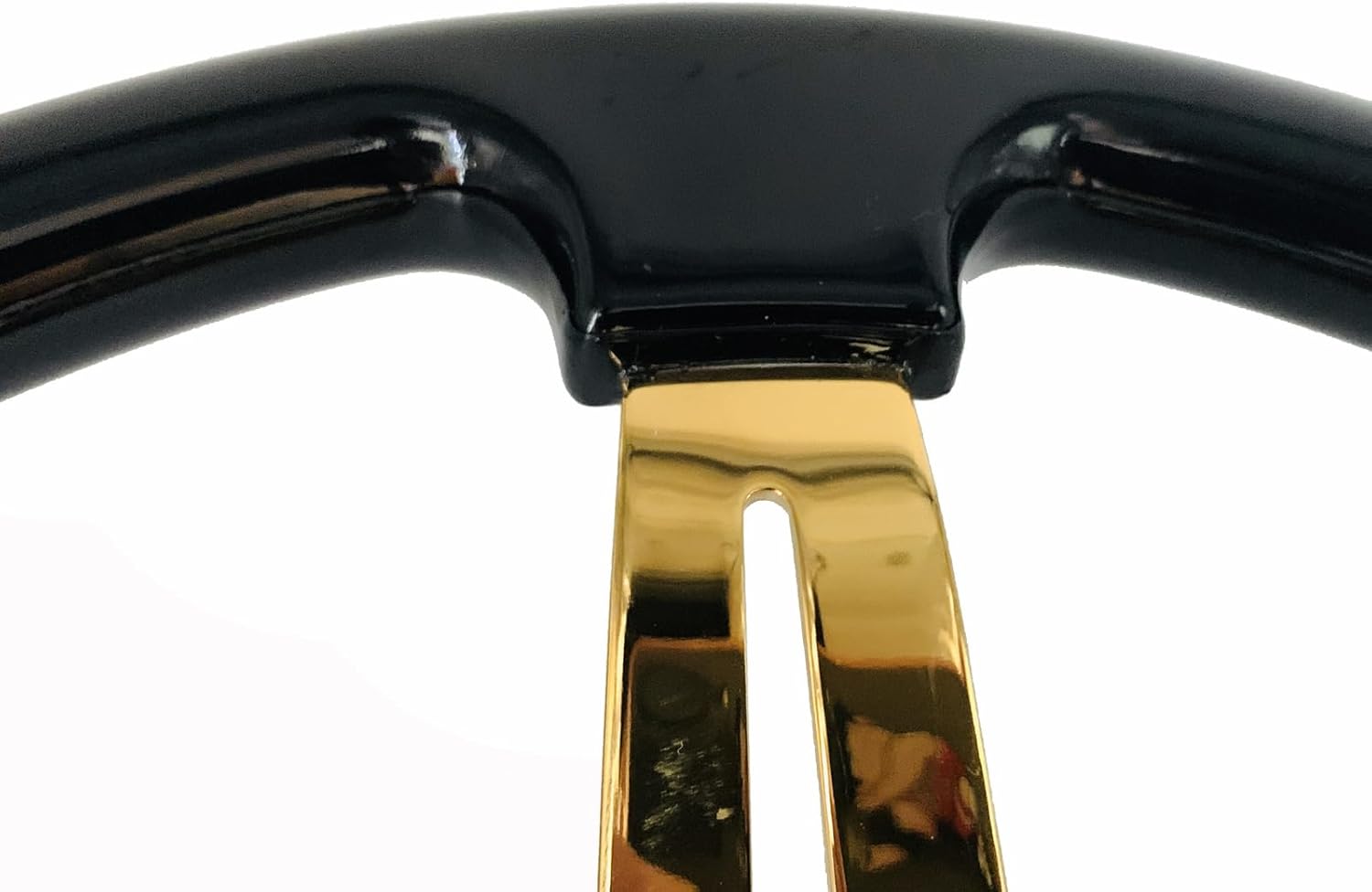 350mm Black Grip Racing Sport Steering Wheel Gold Spokes Universal Drifting ABS Wood Steering Wheel with Horn Button