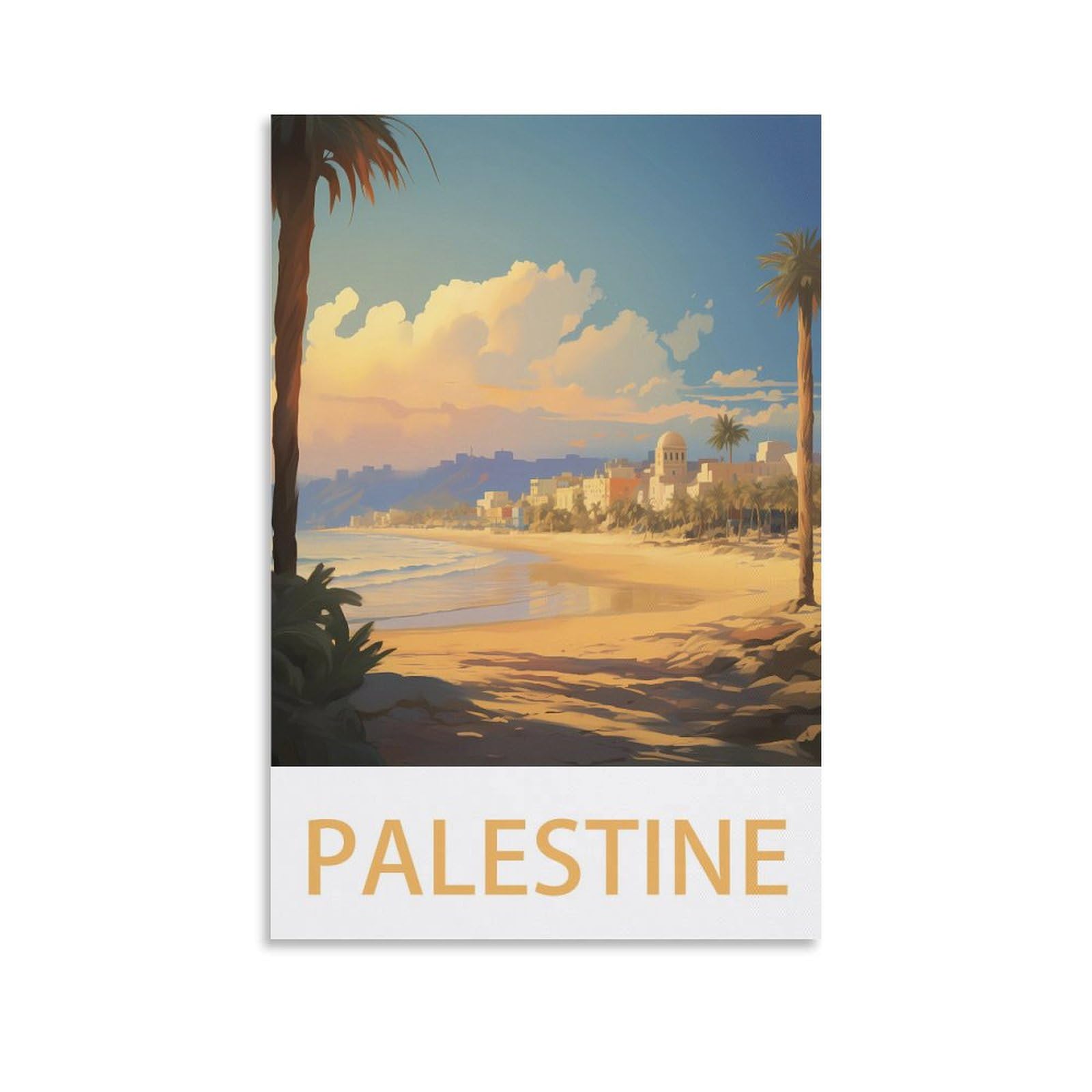 Heybox Unframe-Style Palestine Vintage Travel Poster 24X36inch(60X90cm) Canvas Prints Wall Art Paintings For Home Office Living Room Decor