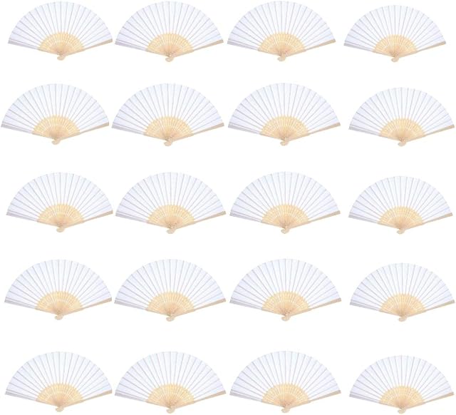 JZK 20 x White Chinese paper handheld folding fan for summer party wedding favours travel fan hot flushes relief tool women birthday gift