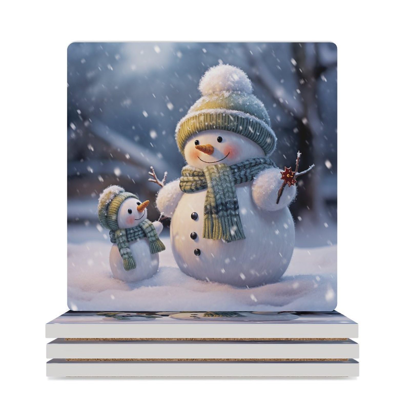 Dessous de verre bonhomme de neige pour éviter les taches d'eau sur les tables basses