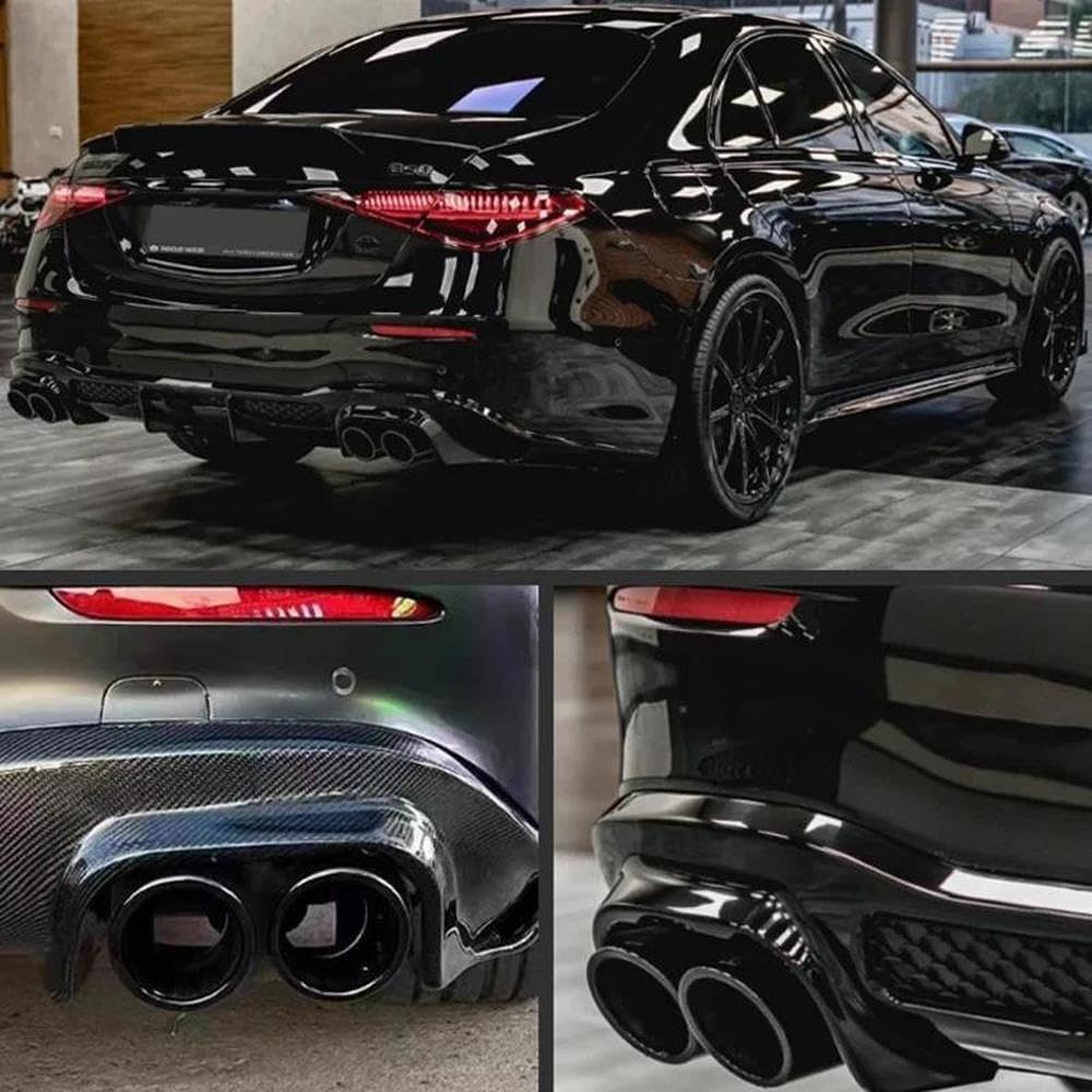 Spare Parts Quad Exhaust Tailpipe For Benz W223 S-Class S450L S500L 2021 To 2024 B Style Exhaust Muffler Tailpipe(Black)