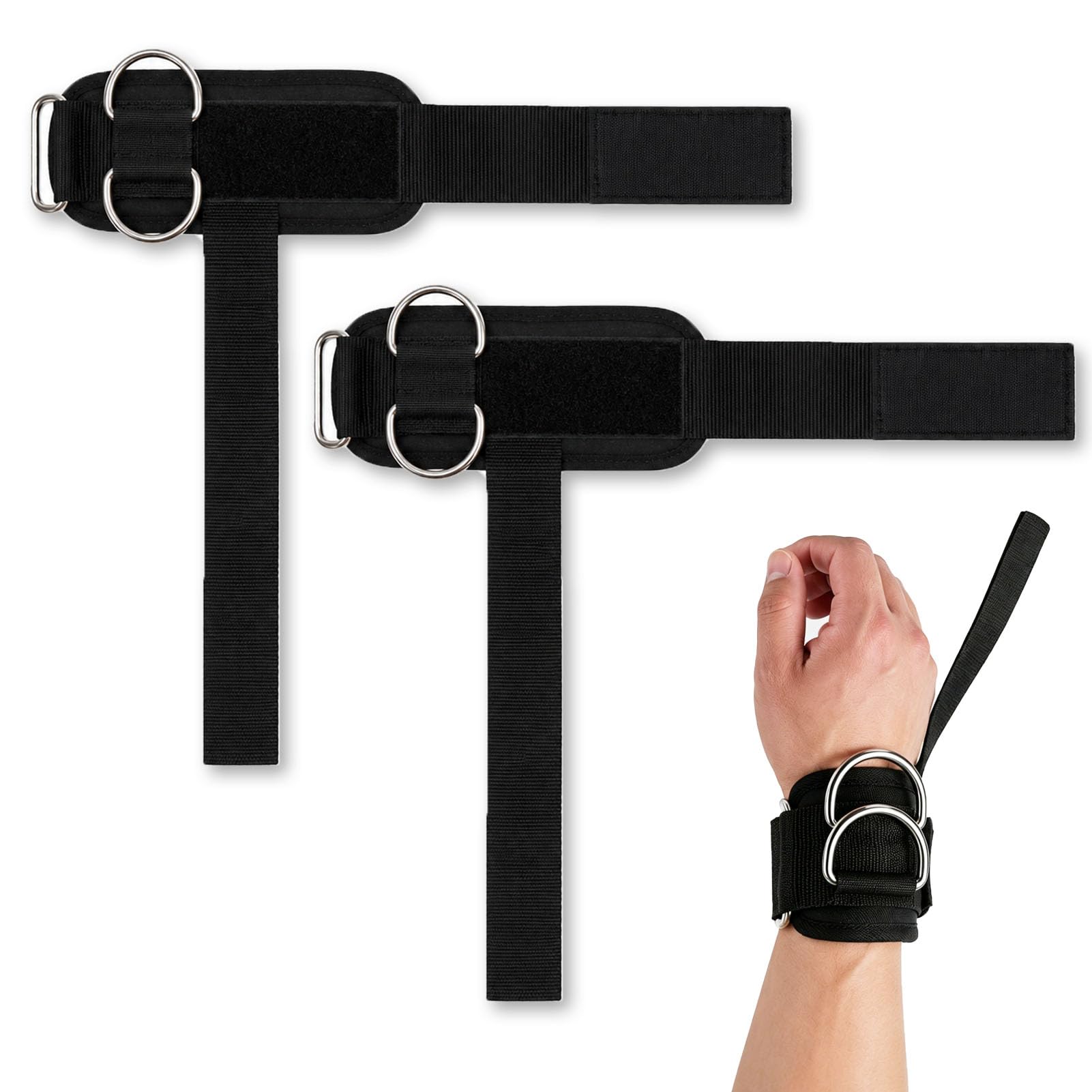 Totnwrooye Non-slip Weight Lifting Straps, 2-in-1 Gym Lifting Straps, Lifting Straps Weightlifting with Wrist Support and D-Ring, Gym Accessories for Cable Equipment and Strength Training, Men(Pair)