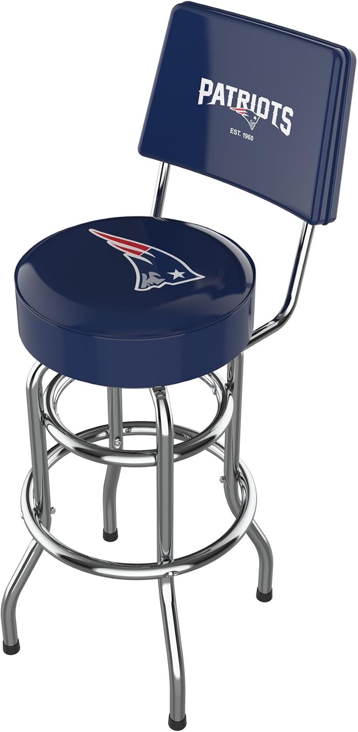 Imperial Blue New England Patriots Chrome Bar Stool