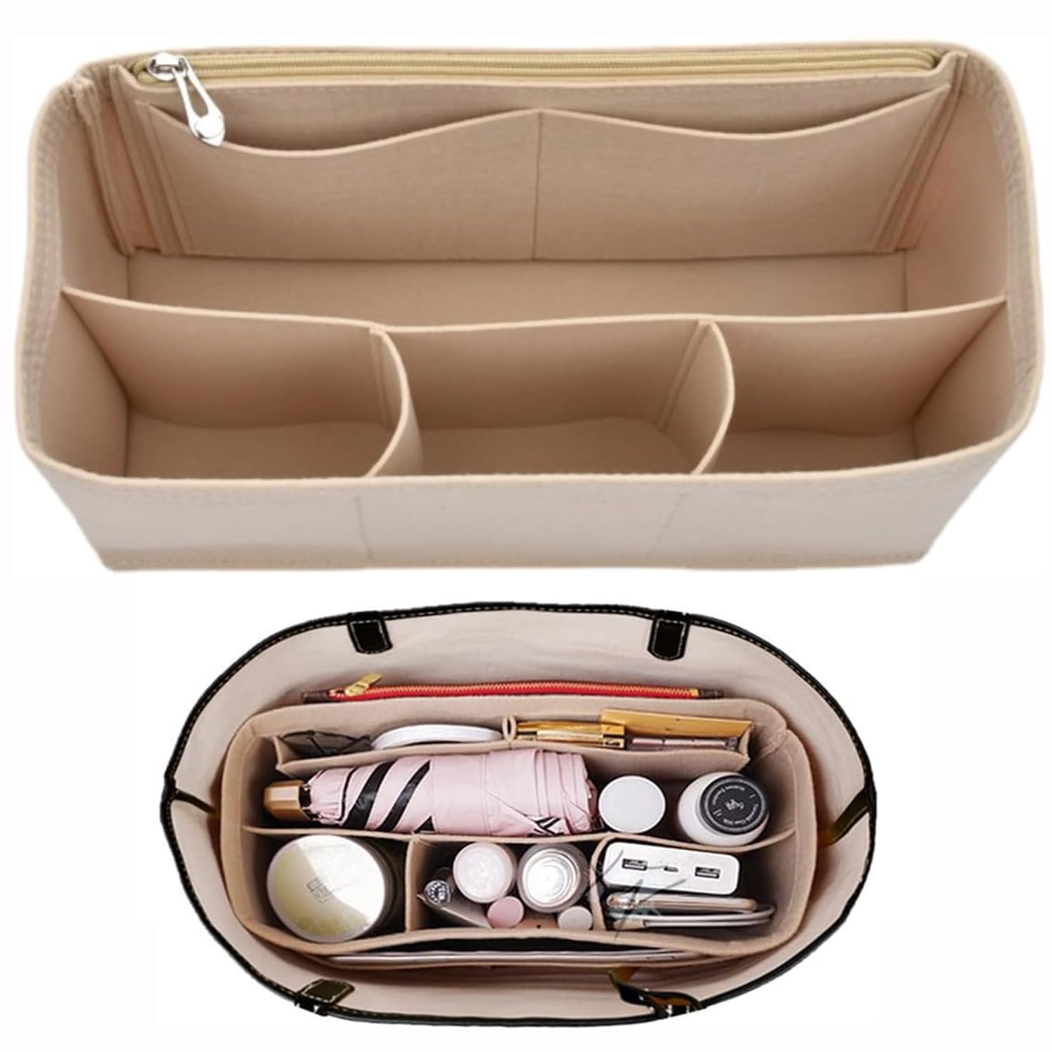 Organisateur De Sac à Main En Feutre - Dimensions 15x15x15 Cm, Protection Pour Cosmétiques Et Accessoires