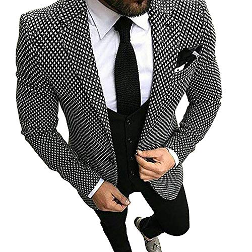 Costume slim fit pour mariage à carreaux blancs et noirs pour une tenue de cérémonie idéale