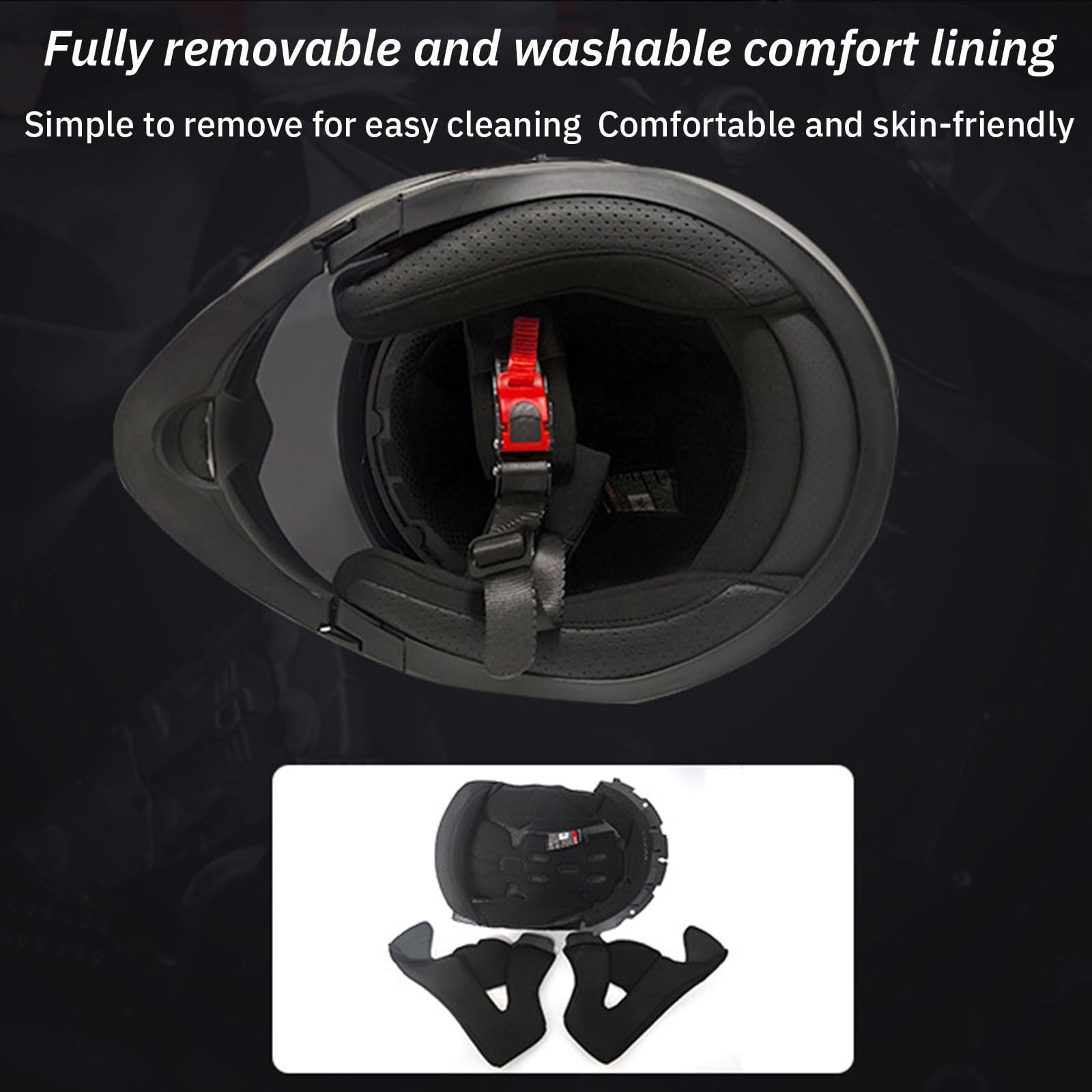 BCBKD Modular Helmets, Motorcycle Flip-Up Helmet, DOT/ECE Approved Modular Motorcycle Helmet With Tinted Double Visor, Full Face Helmet, Scooter Crash Helmet For Adults, Men And Women, P, XXL - View #2