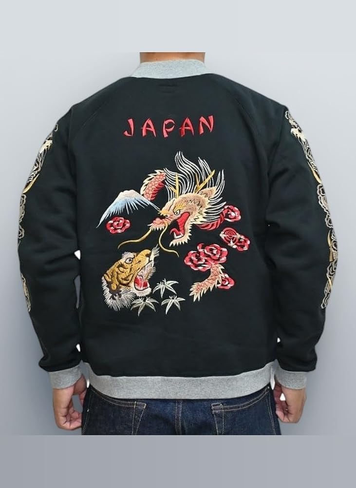 HOUSTON イーグル刺繍スカジャンXX-LARGE 日本製　最終値下 HOUSTON ヒューストン スカジャン MAP SUKA JACKET 刺繍